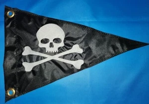 12"x 18" Jolly Roger SKULL N BONES Triangle Safety FLAG ATV UTV - Picture 1 of 6