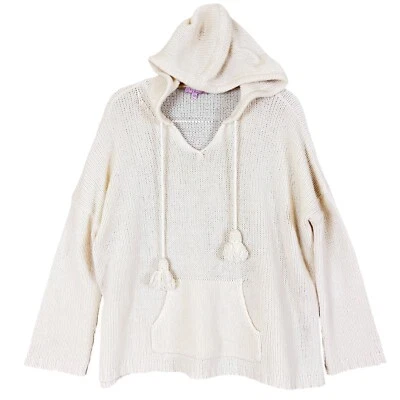 Suéter Pullover Calypso St. Barth 100% Cachemira Borla Con Capucha Bolsillos Marfil, L Foto 1 de 4