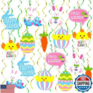 Easter Hanging Swirls Decorations - 46 Pack, No DIY | Easter Decorations for - Picture 1 of 5