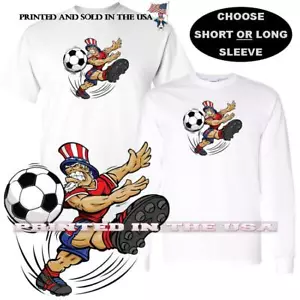 Uncle Sam Patriotic Soccer Sport Team Mascot Player Cartoon Custom T Shirt - Picture 1 of 4