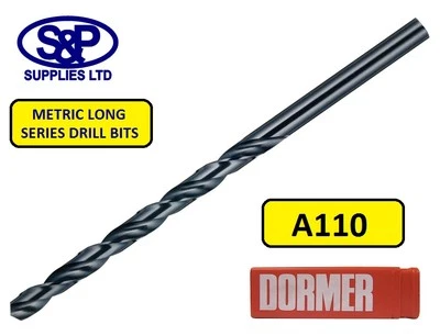 LONG DRILL BITS FOR STEEL / METAL 1.0MM TO 12.0MM DORMER A110 HSS LONG SERIES