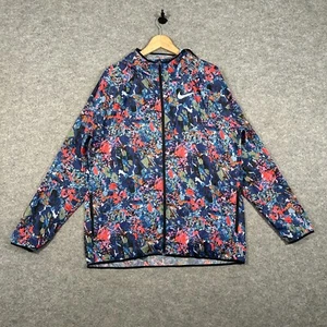 Nike Jacke Herren Large Blau Blumen Reflektierend Leicht Windrunner Breaker Run - Bild 1 von 11