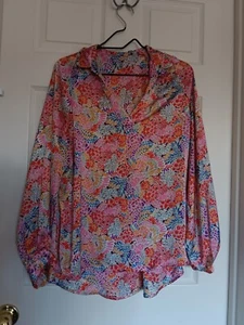 Silky Buisness Casual Colorful Women Blouse Long Sleeve Puff Tappered Cuff  - Picture 1 of 6