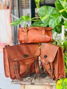 Genuine Goat Made By Expert Satchel Black motorcycle bag Surprise Gift - Picture 1 of 6
