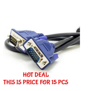 Solid VGA SVGA Monitor Cable 1.8M PC TV LAPTOP Male to Male D SUB 15 PIN. 0162 - Picture 1 of 3