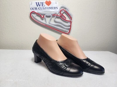 TARYN ROSE Women's Shoes Italy Vero Cuoio  Leather Block Heels  Black Size 36.5 - Image 1 of 4