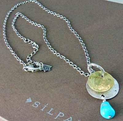 Silpada Sterling Silver Turquoise Brass Necklace N1835  - Image 1 of 4