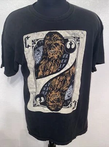 Star Wars Chewbacca T-shirt XL Black Playing Card Poker Resistance Symbol Jedi - Picture 1 of 11