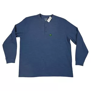 LL Bean Unshrinkable Mini Waffle Henley Long Sleeve Fit Indigo Blue XL NWT - Picture 1 of 6