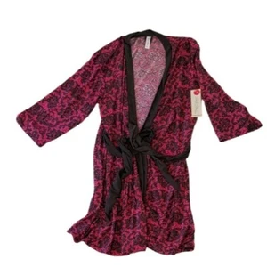 New Marilyn Monroe Womens Kimono Robe Medium MSRP $58 Red Berry Lace Whimsigoth - Picture 1 of 8