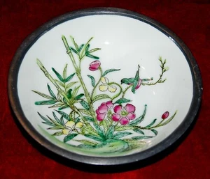 PLATO DE DULCES de porcelana de peltre vintage pintado a mano Hong Kong años 50 ¡Muy elegante! - Imagen 1 de 6