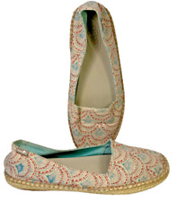 Sanuk Womens Natal Espadrille Flat Shoes Beige Geometric Sunrise Print Slip On 6