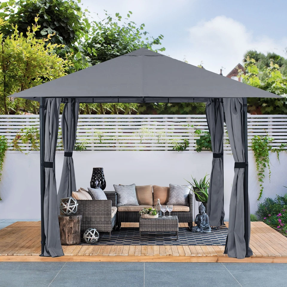 Sekey Garten Pavillon 3x3m Partyzelt mit 4 Seitenteile Reißverschluss Wasserdich