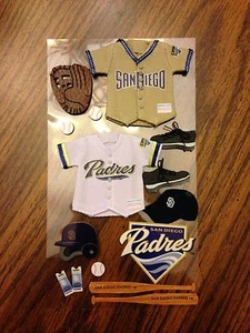 San Diego Padres MLB Sticker Collage (Real Cloth Shirts/Hat) NWT FAST SHIPPING - Picture 1 of 1