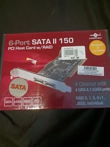 Vantec 4-Channel 6-Port SATA II + eSATA 6Gb/s PCI RAID Host Card NEW UN-OPENED - Picture 1 of 4