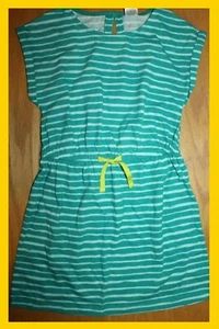 NWT 6 Gymboree “BRIGHT IDEAS” Cotton Knit TEAL GREEN Striped Short Sleeve DRESS - Picture 1 of 2