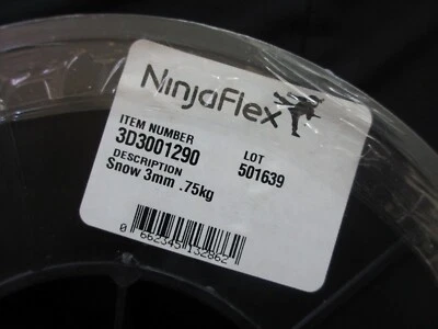 NinjaFlex TPU 3D Printer Printing Filament - 3mm .75kg - SNOW WHITE - NEW Sealed - Image 1 of 4