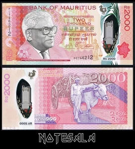 MAURITIUS MAURICIO 2000 2,000 RUPEES 2018 Pick-67 UNC POLYMER S/N PC746212 - Picture 1 of 1