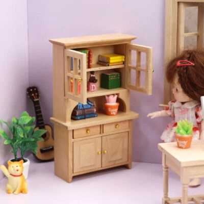 1:12 Scale Dollhouse Miniatures Mini Furniture Wood Plain Bookcase Accessories - Image 1 of 4