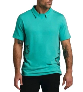 Municipal Polo Shirt Mens L Golf Performance Organic Cotton Blend V Collar Aqua - Picture 1 of 9