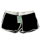 Women's Jersey Shorts Hot Pants Sweat Shorts Lounge Gym, Black-White, 12-14