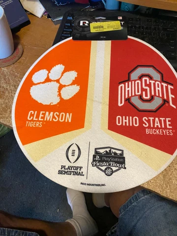 CLEMSON TIGERS--- OHIO STATE BUCKEYES--14 1/2" ROUND 2019 FIESTA BOWL PENNANT Cover