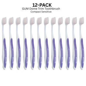 Cepillo de dientes 12-PK GUM Dome Trim 459, adulto, 30 mechones, compacto sensible surtido - Imagen 1 de 2