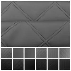 Quilted Faux Leather Diamond Fluted Car Seating Vehicle Upholstery Fabric - Picture 1 of 88