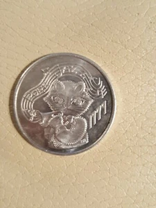 cat with horn feline purr jazz 1977 Mardi Gras Doubloon new orleans vintage - Picture 1 of 2