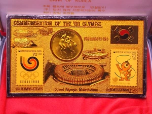 1988 Seoul Olympics Commemorative Coin & Stamp Set w/Box & Stand ECC&C, Inc. - Picture 1 of 4