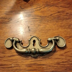 Antique Brass Finish Batwing Bail Drop Drawer Pull Handle 5" C2C,Overall 6.5 - Picture 1 of 4