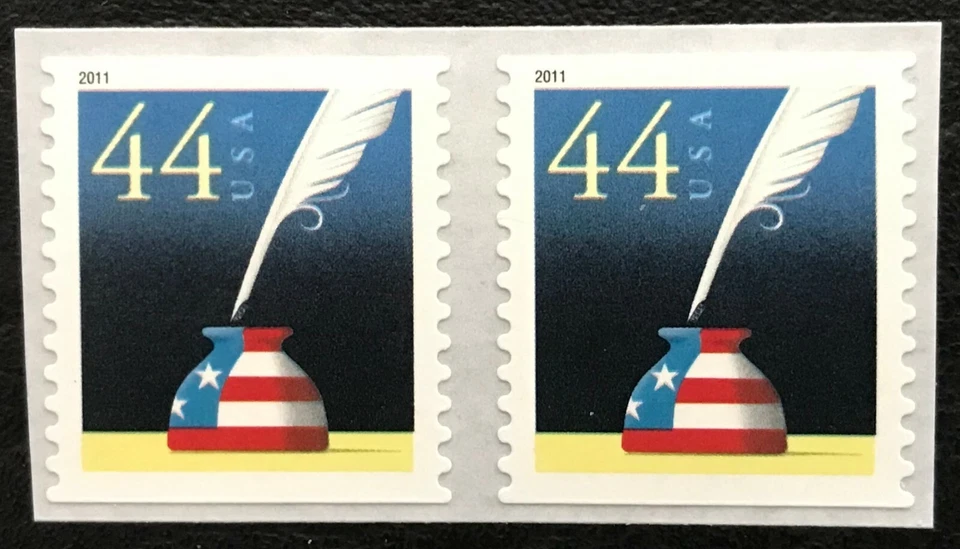 2011 Scott #4496 - 44¢ - PATRIOTIC QUILL & INKWELL - Pair of Coil Stamps Mint NH - Image 1 of 1