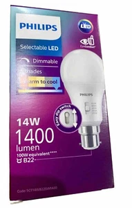 6x Philips LED 14W B22 Dimmable White Bulb 5 Colour Temperature Selections 1400L - Picture 1 of 4