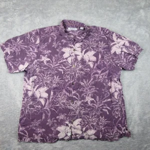 Tommy Bahama Shirt Mens 2XL Purple Silk Floral Hawaiian Camp Button Up Casual - Picture 1 of 8
