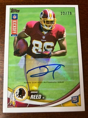 Jordan Reed Auto Topps Kickoff 2013 Autograph 22/79 - Image 1 of 2