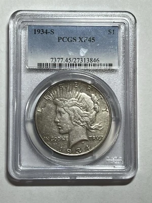 1934-S Peace Silver Dollar PCGS XF45 Great Strike Nice Luster Key Date - Image 1 of 4