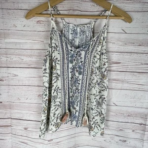 LUQ Rachall Women’s Halter Top Stitch Sz M Floral Boho Tassels Hippie - Picture 1 of 9