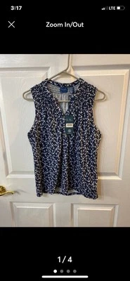 Дамы размер маленький Caribbean Joe без рукавов верхний темно-синий и белый Anchor печати новый с Ярлыками - Изображение 1 из 4