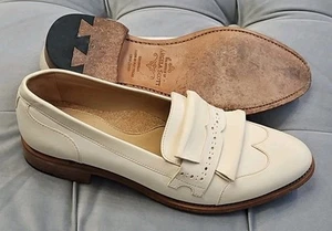 The Office of Angela Scott Mr. Dickie Beige Leather Loafers Womens Shoes 40 9 - Picture 1 of 22