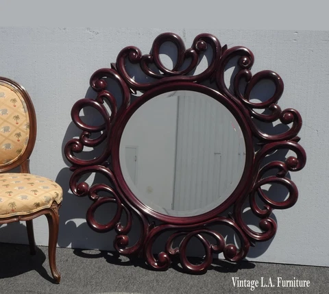 Large Vintage Wall Mantle Mirror by Bombay Company w Scrolls Cover