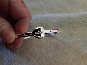 Avon-You Hold The Key-Cuff Bracelet-Silvertone-Clear Rhinestones-RETIRED - Picture 1 of 3