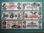 Reproduction Obsolete Bank Notes: Civil War Era 6 Various Union States Set #3