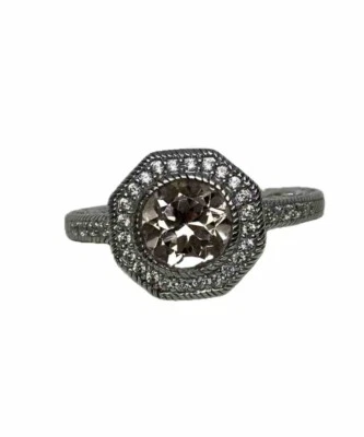 Anillo Judith Ripka S.S. 925 Circonita Cúbica Zafiro Rosa Corte Redondo Halo Talla 11 Foto 1 de 4