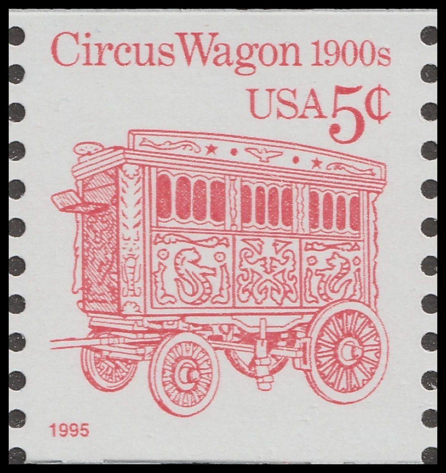 US 2452D Transportation Circus Wagon 1890s 5c coil single MNH 1995 - Image 1 of 1