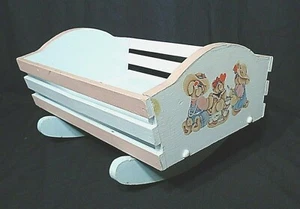 VINTAGE WOOD DOLL CRADLE SOLID CONSTRUCTION - 20" LONG - Picture 1 of 3