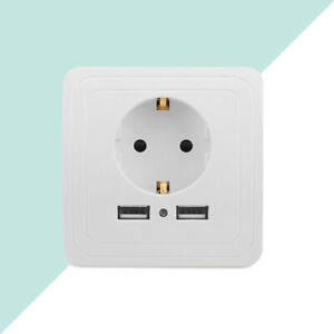  Wall Mount Socket Adapter Surge Protector with 2 USB Charging Ports Electrical