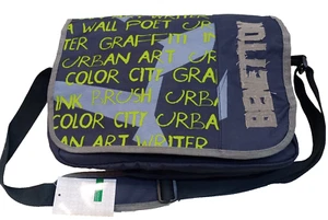 BENETTON TRACOLLA BLU NUOVA CON PATELLA E CERNIERA 40X30X10 TASCA INTERNA - Picture 1 of 3