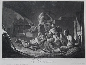 „LE PRISONNIER“ DER GEFANGENE KUPFERSTICH 1765 A.L. ROMANET NACH PH.LOUTHERBOURG - Bild 1 von 4