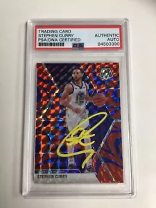 2019-20 Mosaic Stephen Curry rojo tarjeta de autógrafo reactiva PSA ADN TINTA AMARILLA MVP - Imagen 1 de 3