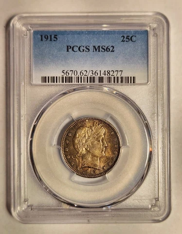 1915 P Barber Quarter PCGS MS-62 Cover